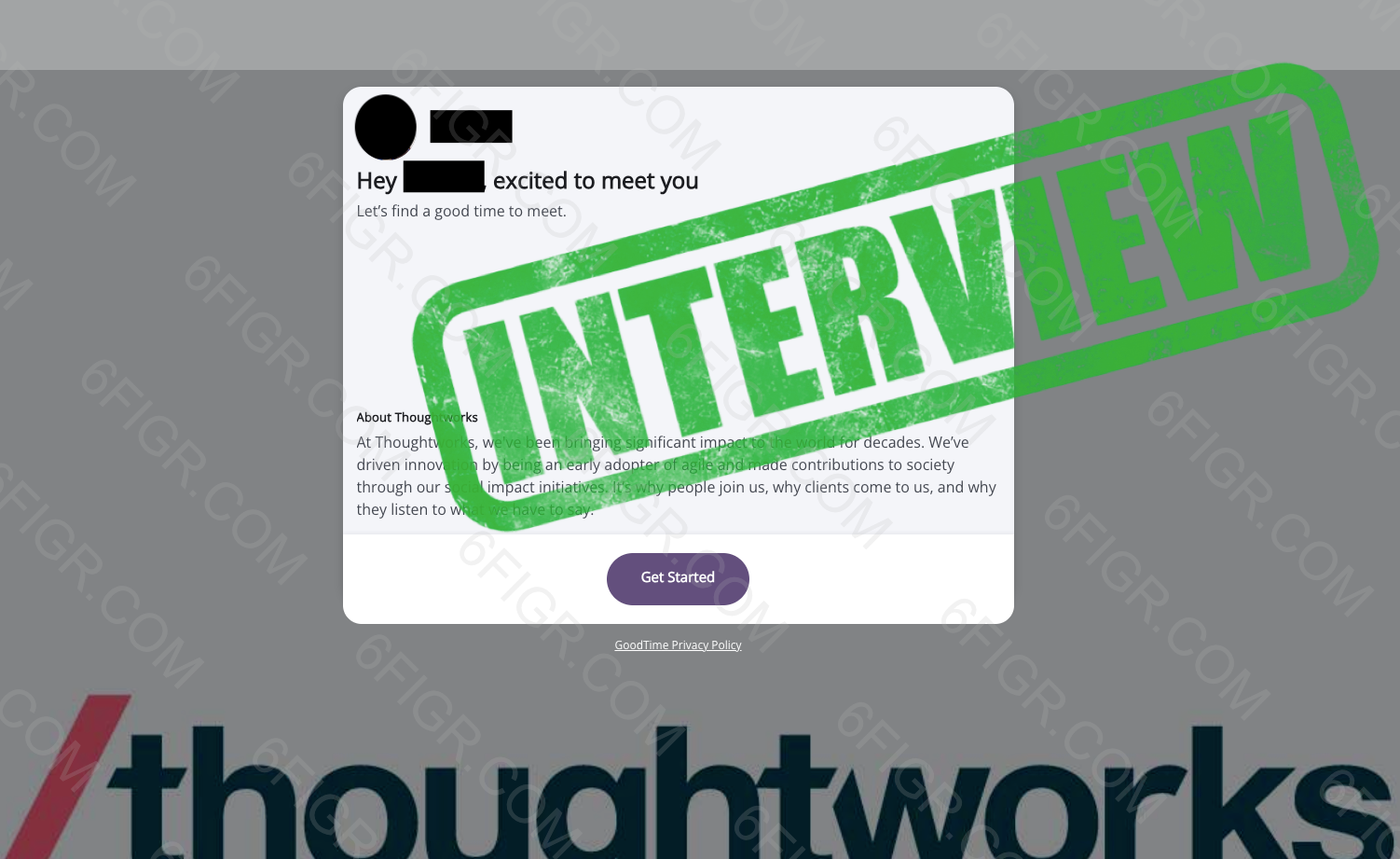 Thoughtworks interview invitation email for a Software Engineer role, received after a JobGPT application